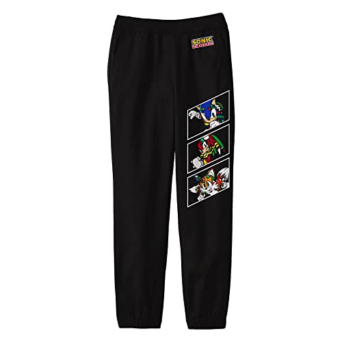 Sonic The Hedgehog Boxed-in Sonic Knuckles Tails Boy's Black Sweatpants-XL