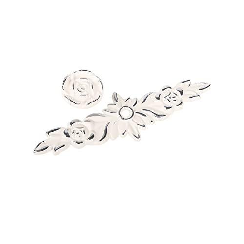 Fvstar 10pcs Antique Cabinet Knobs,Vintage Rose Flower Shape Cabinet Drawer Knobs with Plate,European Style Dresser Drawer Pulls,Ivory White Furniture Hardware for Cabinet,Drawer,Cupboard,Medium - Image 6
