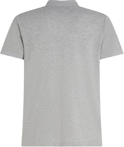 Tommy Hilfiger Hombre Polo de Manga Corta Chest Colourblock Slim Fit, Gris (Light Grey Heather), S