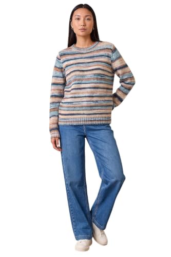 Image of Roman Originals Thick Jumper for Women UK - Ladies Winter Autumn Smart Casual Knit Knitted Knitwear Pull-On Round Crew Neck Long Sleeve Work Office Dinner Party Denim