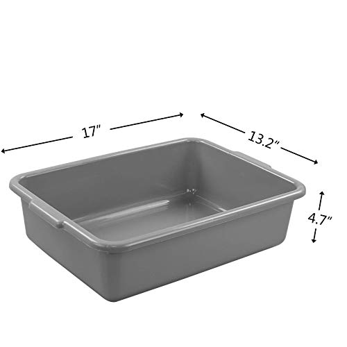 Inhouse 4-Pack Commercial Bus Tubs 13L, Plastic Bus Box/Tote, Grey #TOP1