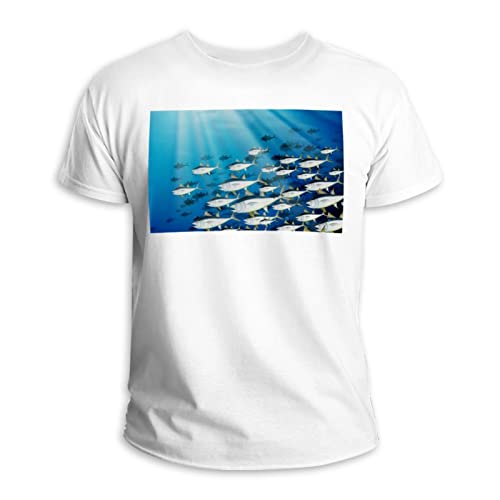 T-shirt 100% coton motif sous-marin école de thon multicolore