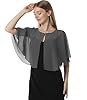 Chiffon Capelet Damen Weiche Umhänge Schals und Wraps für Abendkleid Hochzeit Cape Cover Up, Dunkel_Grau, Einheitsgröße #3