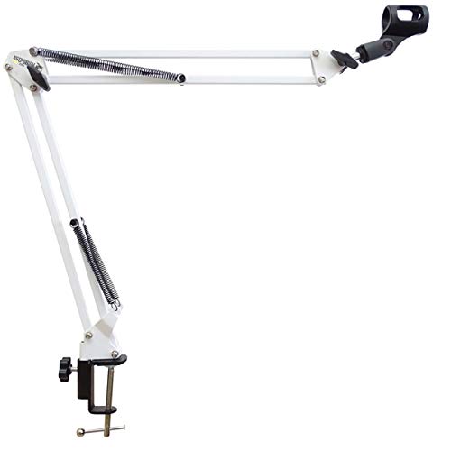 keepdrum NB35 WH Weiss Tisch-Mikrofonarm Mikrofonstativ Schwenkarm zur Tischmontage