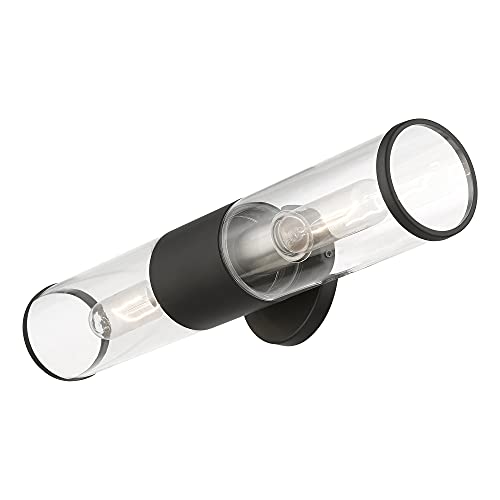 Image of Livex Lighting 17282-04 Banca 2-Light Wall Sconce, Black /Brushed Nickel | Brushed Nickel Accent