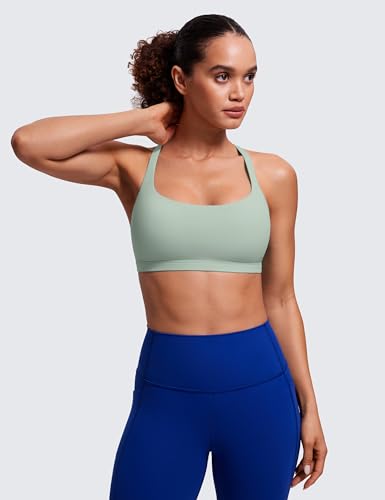Image of CRZ YOGA Naked Feeling Strappy Sports Bras for Women - Criss Cross Back Wireless Padded Cami Yoga Workout Top