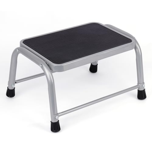 Valeo Step Stool Step Stools for Adults with Non-Slip Rubber Feet 600 Lbs Capacity Metal Step Stool for Kitchen Bathroom RV Camping Office Bed Steps for High Beds