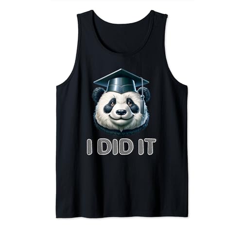 I Did It Panda Wear Graduación Cap Diploma Graduado Camiseta sin Mangas