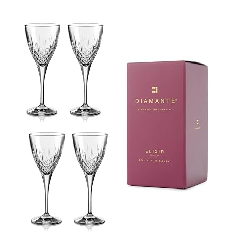 Image of DIAMANTE Regency Crystal Wine Glasses - Made from Premium Crystal - Set of 4