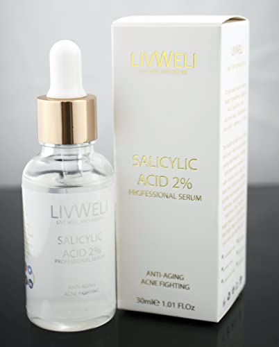 Livweli 2% Salicylic Acid Serum - Exfoliating Acne Skin Care - Promotes Smooth, Bright Skin - Vegan Friendly & Cruelty Free | 30Ml #TOP6