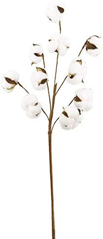 Memela Decoration,Naturally Dried Cotton Stems 10 Balls Farmhouse Artificial Flower Filler Floral Decor