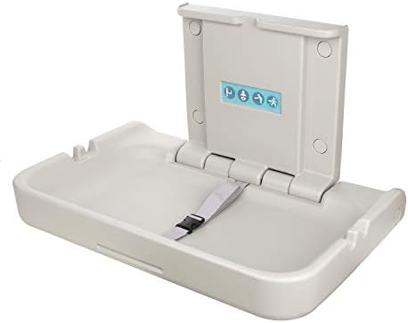 Modundry Fold Down Baby Changing Station Horizontal Baby Change Table with Safety Straps for Commercial Restrooms (2 White Granite)