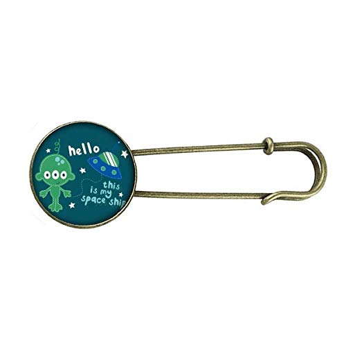Broche de metal retrô Hello Alien do Universo e Alienígena