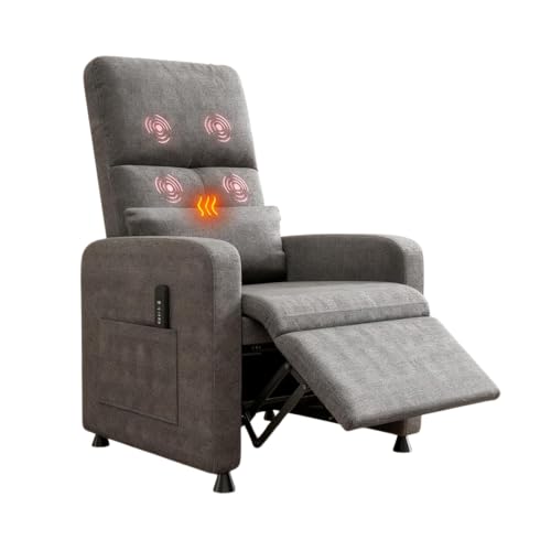 Garvee   Sillón reclinable con Masaje eléctrico y calefacción, Respaldo basculante con Control Manual, sillón Relax TV para Sala de Estar, Dormitorio y Cine en casa, Gris