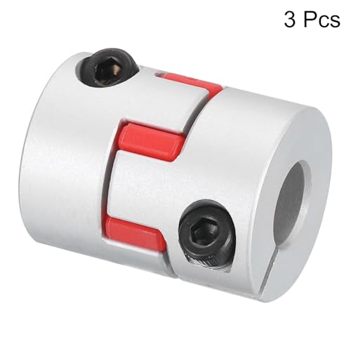 QUARKZMAN 3Stk D20 L25 8mm bis 8mm Flexible Pflaumen Wellen Kupplung Aluminium Motor Anschluss Flexible Spider Kupplung für 3D Drucker CNC Maschine und Servo Schrittmotor (Silber Farbe/Rot)