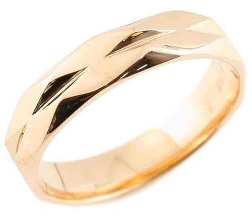 [アトラス] メンズ 指輪 ピンクゴールドk10 ダイヤ柄 リング 指輪 婚約指輪 ダイヤ カットリング 菱形 地金 10金 人気 14号