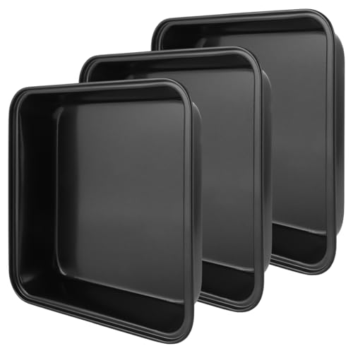 GBACHOOSE 3 Stück Auflaufform Quadratisch, Brownie Backform, Auflaufform 20x20 cm, Quadratische Backform, Auflaufform Eckig, Backform Quadratisch, Auflaufform für Heißluftfritteuse, Lasagne, Kuchen