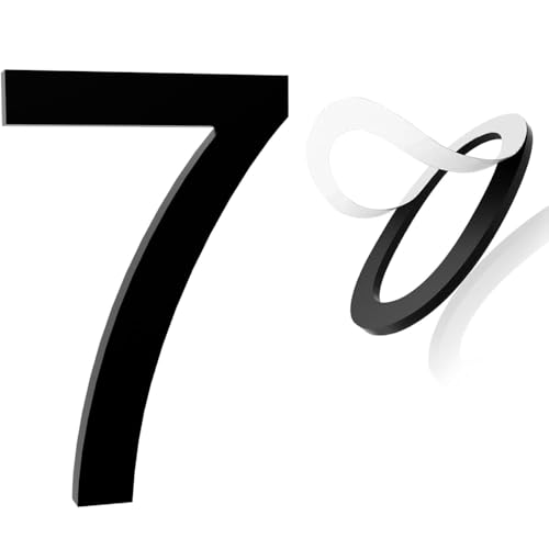 Suithink 5 Inch Self-adhesive House Numbers for Outside, Modern House Numbers, Garden Door Mailbox Decor Number, 911 Visibility Signage (Black, 7)