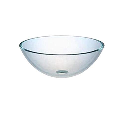 Ambassador Marine Half Sphere Glass Vessel Clear Smooth Glass Sink, 12-Inch Diameter x 4 3/4-Inch Deep