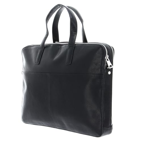 Maletín de cuero SADDLER para portátil con compartimento Williston negro 4