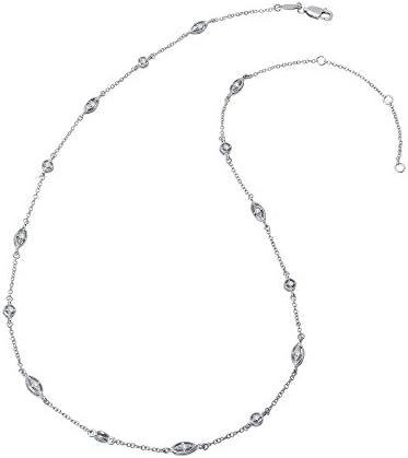 Lafonn Classic Sterling Silver Platinum Plated Lassire Simulated Diamond Necklace (0.14 CTTW) - Image 4
