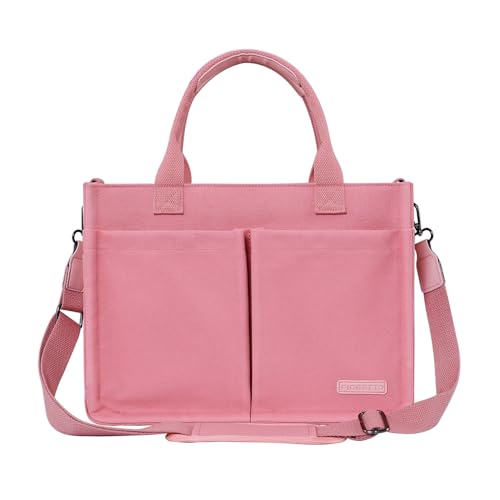 Image of FIORETTO Womens Canvas Tote Bag Purse with Individual Compartment, Zipper Top, Reinforced Bottom & Luggage Sleeve