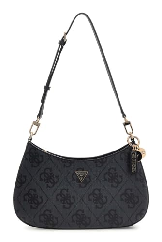 Sac à épaule GUESS Noelle II Top Zipper Shoulder Bag Coal Logo gris foncé chic
