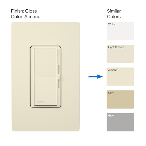 Image of Lutron Diva LED+ Dimmer Light Switch for Dimmable LED, Halogen, and Incandescent Bulbs, 150 Watt, Single-Pole or 3-Way, DVCL-153P-AL, Almond