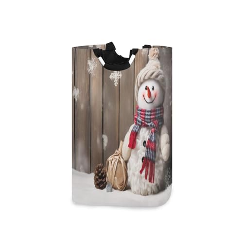 Jihqo Laundry Hamper Basket Christmas Snowman Wooden Collapsible Nursery Storage Bin Waterproof Clothing Baskets for Home Bedroom Bathroom Washing Room