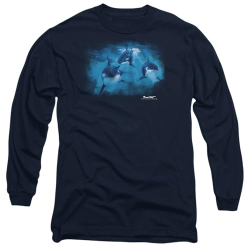 T-shirt orques Wild Wings à manches longues navy avec finitions haut de gamme mixte