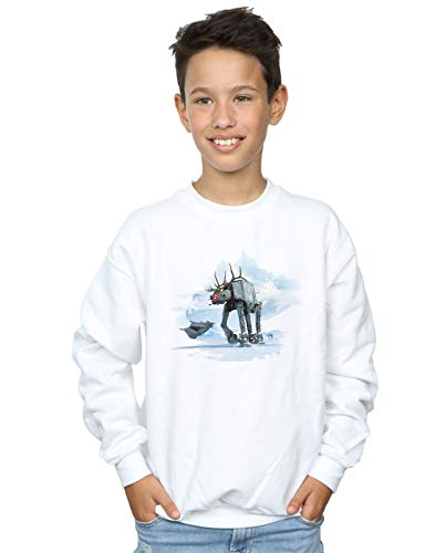 Absolute Cult Star Wars Boys Christmas AT-AT Reindeer Sweatshirt White 12-13 years