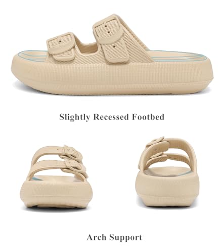 Image of Haifago Cloud Slide Sandals for Women Comfort Recovery Pillow Sandal, Lightweight House Bathroom Shower Slippers Adjustable Double Buckle Platform Slide
