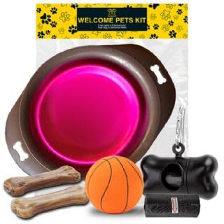 Kit Da Viaggio Per Cani, Ciotola In Silicone, 20 Sacchetti Igienici Con Dispenser Bisogni Cane, 2 Snack Per Denti A Forma Di Osso. Kit Di Benvenuto Per Cani Pets 001p