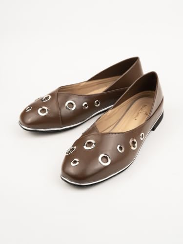 Image of Marc Loire Women's Slip-On Solid Ballerina Flats | Embellished | Round Toe | PU Upper | Comfortable Casual Footwear