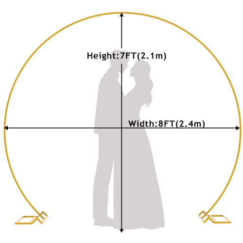 Image of Putros Round Backdrop Stand 8ft, Round Balloon Arch Stand, Gold Circle Arch