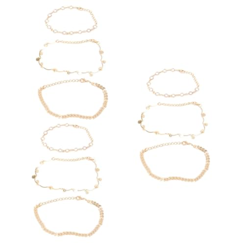 Tobilleras de cadena para pie ajustables con abalorios marinos de mujer