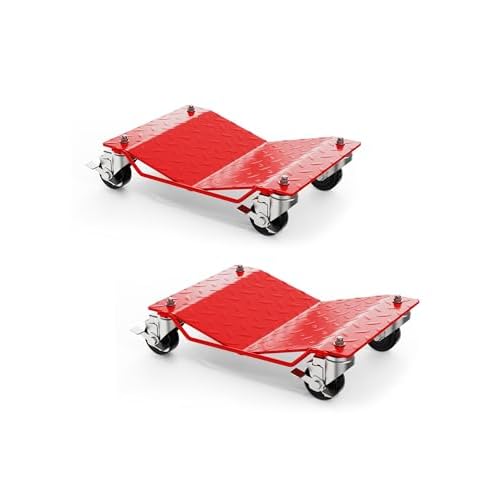 Car Wheel Dolly Set of 2,3000 LBS Capacity Heavy Duty Vehicle Mover Dolly with Brakes for Moving Cars, Trucks, Trailers and Motorcycles, Black Black 3