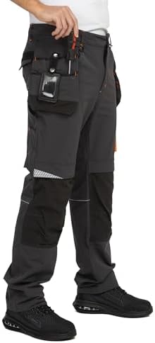 BWOLF Vector Werkbroek voor heren, robuuste en flexibele werkshorts van 90% nylon, 10% elastaan, licht, rekbaar, met zakken, grijs, L