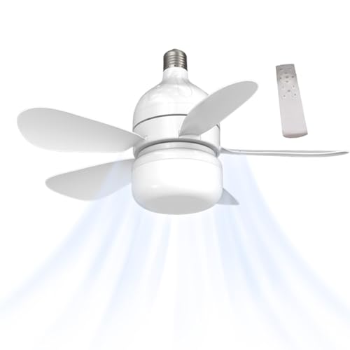 Luz de ventilador de socket: ventilador de techo funcional con luz, diseño energético eficiente | Combo de luz del de operación tranquila, configuración de velocidad ajustable, instalación