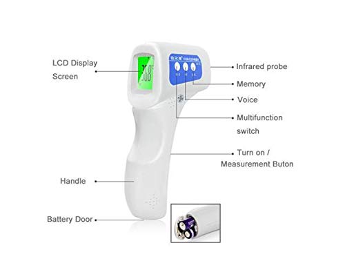 Image of Berrcom Non-Contact Forehead Infrared Thermometer 1 Year Warranty - Digital IR Thermometer Gun with LCD Backlight, Electronic Thermometer Body Thermal Detector