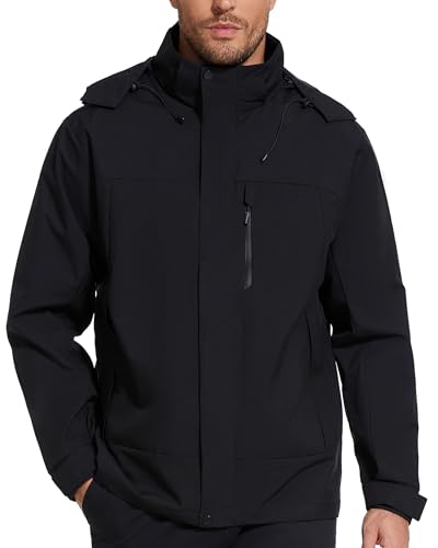 romansong Jaqueta de chuva leve, capa de chuva macia, 100% impermeável, corta-vento com capuz removí