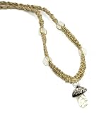 BEACH HEMP JEWELRY Purple Mushroom Necklace Hemp Choker Glow in the Dark Glass Pendant for Women Men