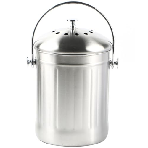 Contenedor de compost de cocina de acero inoxidable de gran capacidad para interiores 2