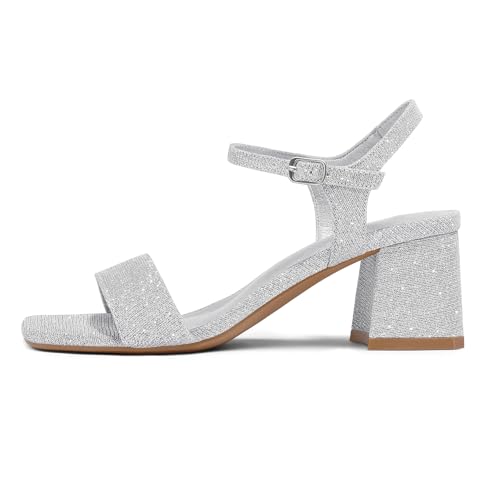 mysoft Women's Chunky Block Low Heels Open Toe Ankle Strap Heeled Sandals Comfortable Square Toe Wedding Party Dress Pump Shoes4