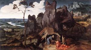 Peinture à l'huile Joachim Patenier St Jerome in The Desert 1520 tableau sur toile 12x16