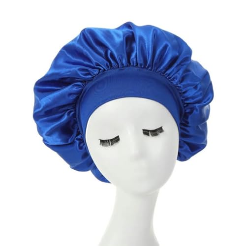 YTYHFEM Women Satin Bonnet Spandex Wide Stretchy Band Bonnet Satin Silk Sleeping Night Cap Bonnets for Women- blue
