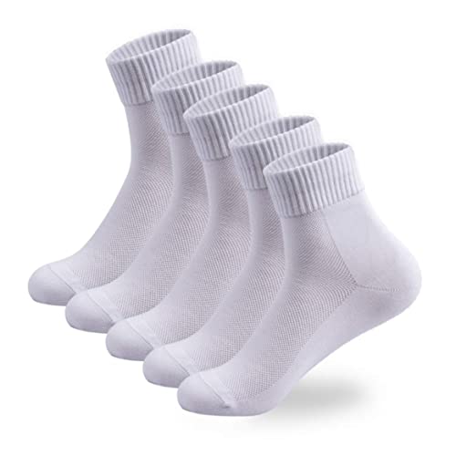 Naisidier Herren Knöchelsocken 5 Paare weiße Socken Trainer Kissen Socken einfach Training Radsportsocken für sportliche Tennis Wandersport Sneaker Geschäft jeden Tag Cover