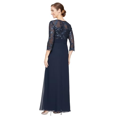 Image of Alex Evenings Womens Long Lace Top Empire Waist Dress