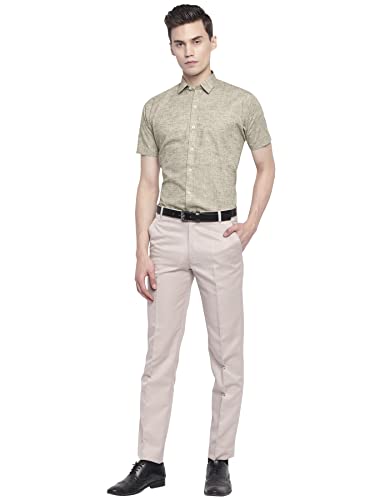 Image of GHPC Cotton Linen Plain Solid Half Sleeves Regular Fit Formal Shirt for Men