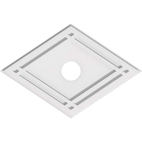 Image of Ekena Millwork CMP22X14DD-03000 Diamond Architectural Grade PVC Contemporary Urethane Ceiling Medallions 22 inchW x 14 5 /8 inchH x 3 inchID x 7 3 /4 inchC x 1 inchP